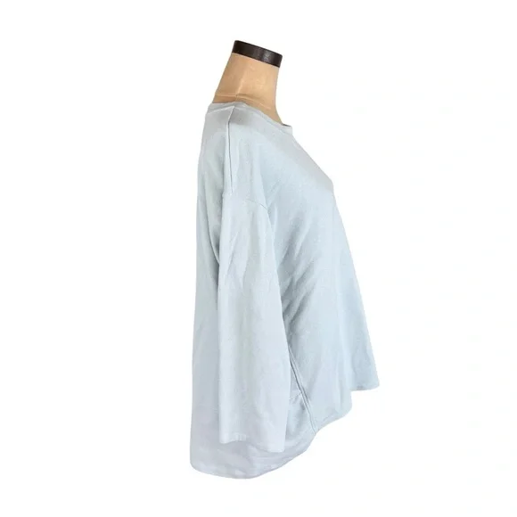 Eileen Fisher Organic Cotton Pastel blue high low sweater SZ M - Picture 2 of 9